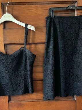 Tahari Black Lace A-Line Skirt with matching Tank zip top